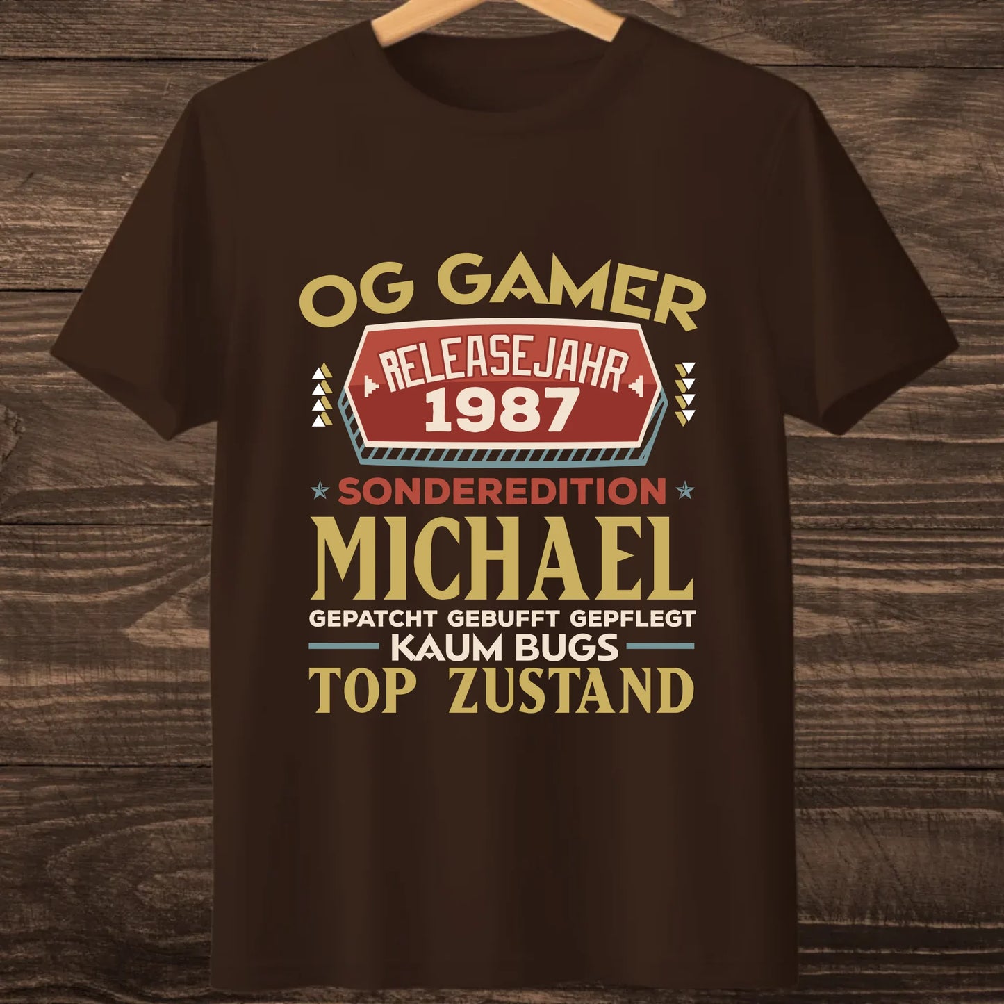 Brown hanging tshirt mock up