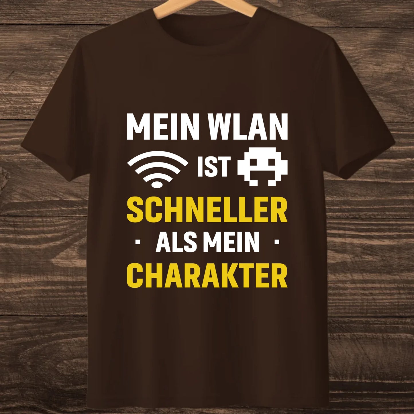 Brown hanging tshirt mock up