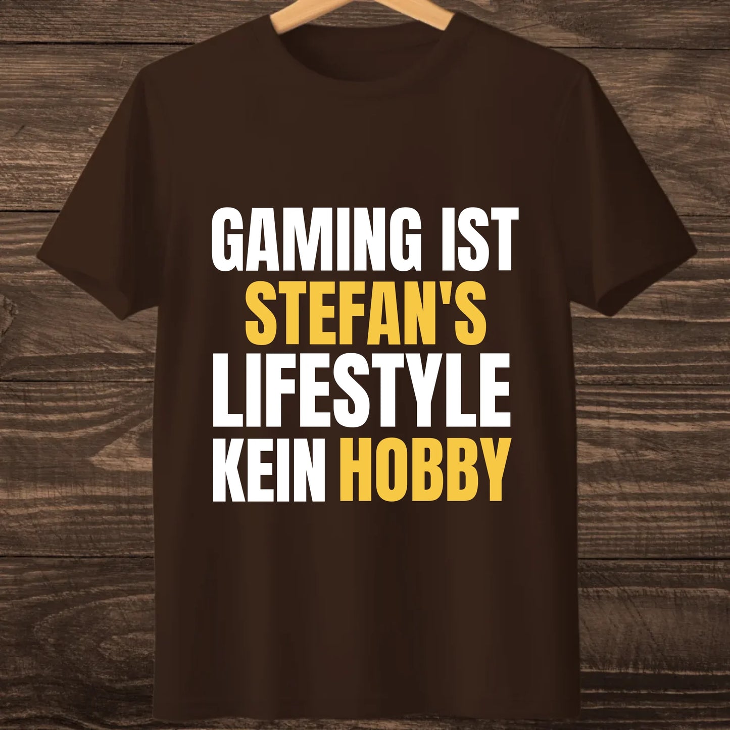 Brown hanging tshirt mock up