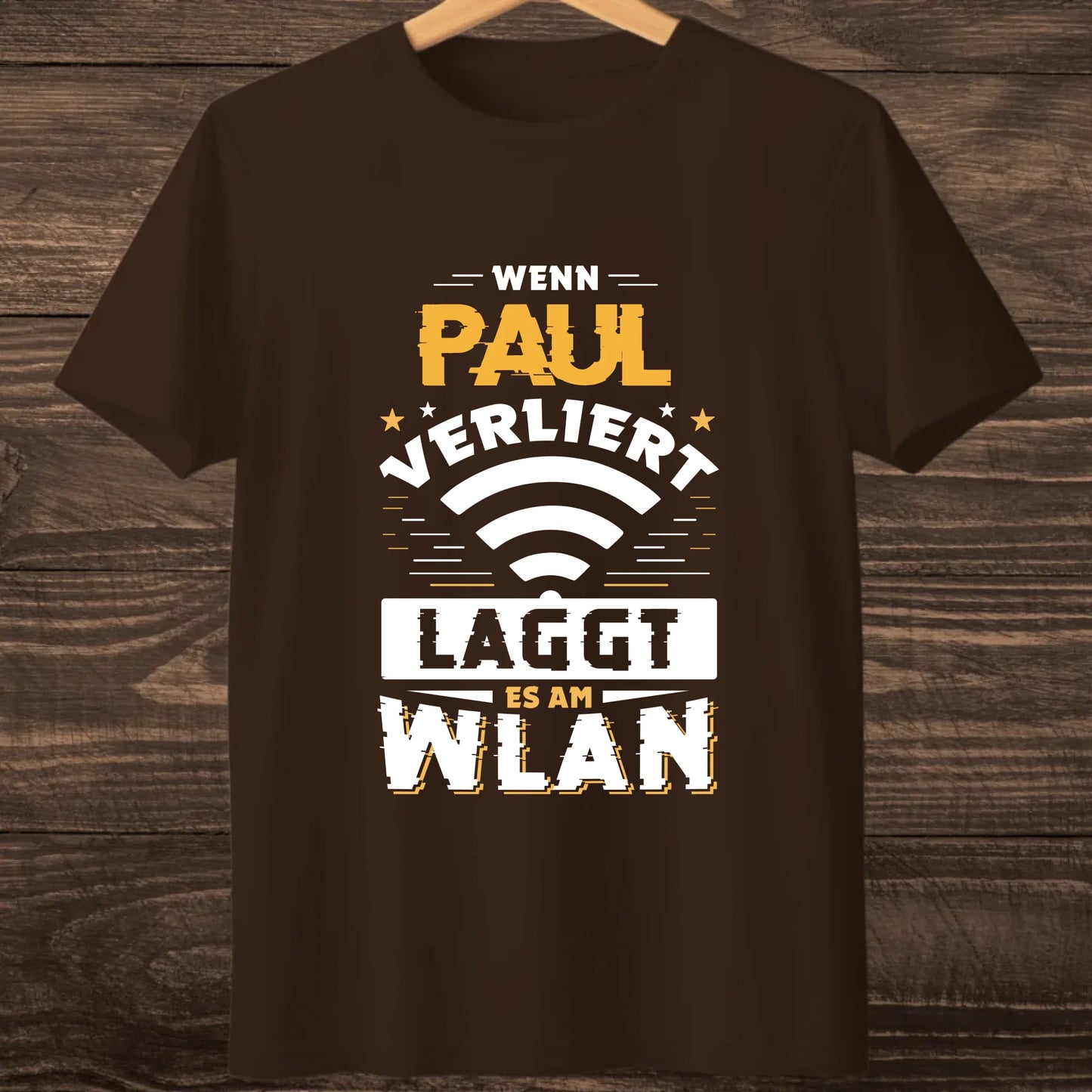 Brown hanging tshirt mock up